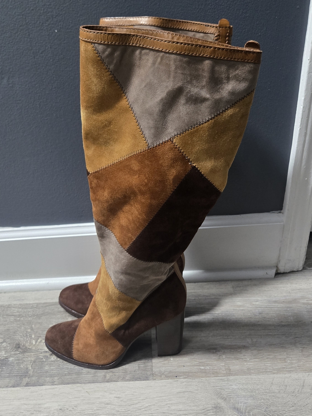 Frye Claude Patchwork Suede Knee High Boots 8.5 - Picture 10 of 11